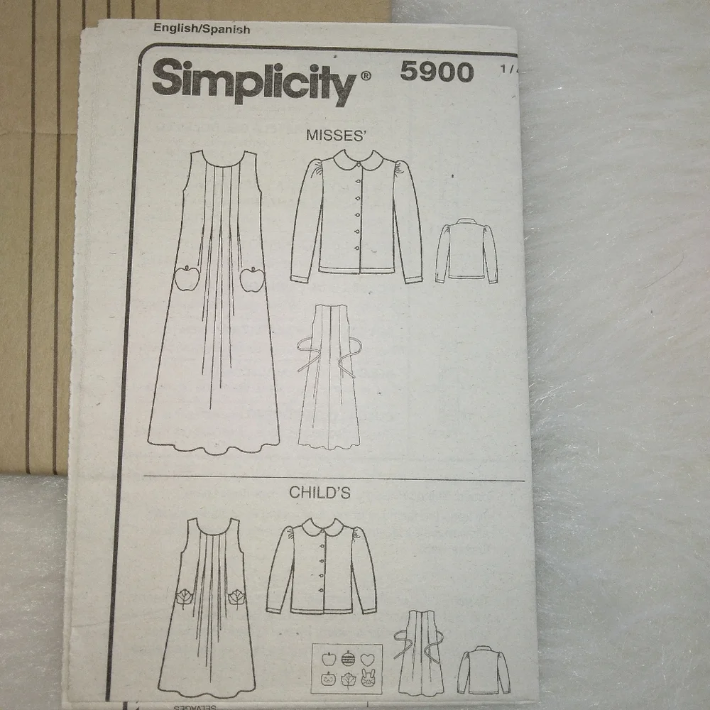 Simplicity 5900 EASY Jumper and Blouse, Child Size 3-8, Misses 6-18